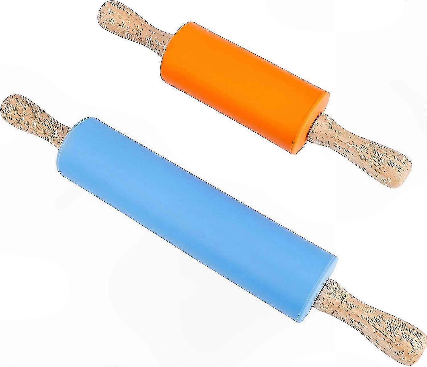 Silicone Rolling Pin Set, Non-Stick Pastry Tool for Baking, Multicolor (2 Pieces)