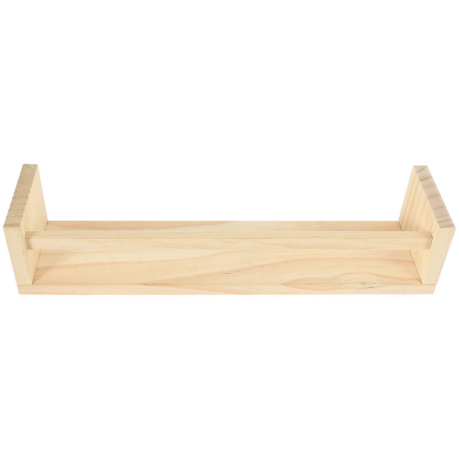 Wooden Floating Shelf Wall Mounted Storage Rack for Spice Jars Books Plants Beige Color Large