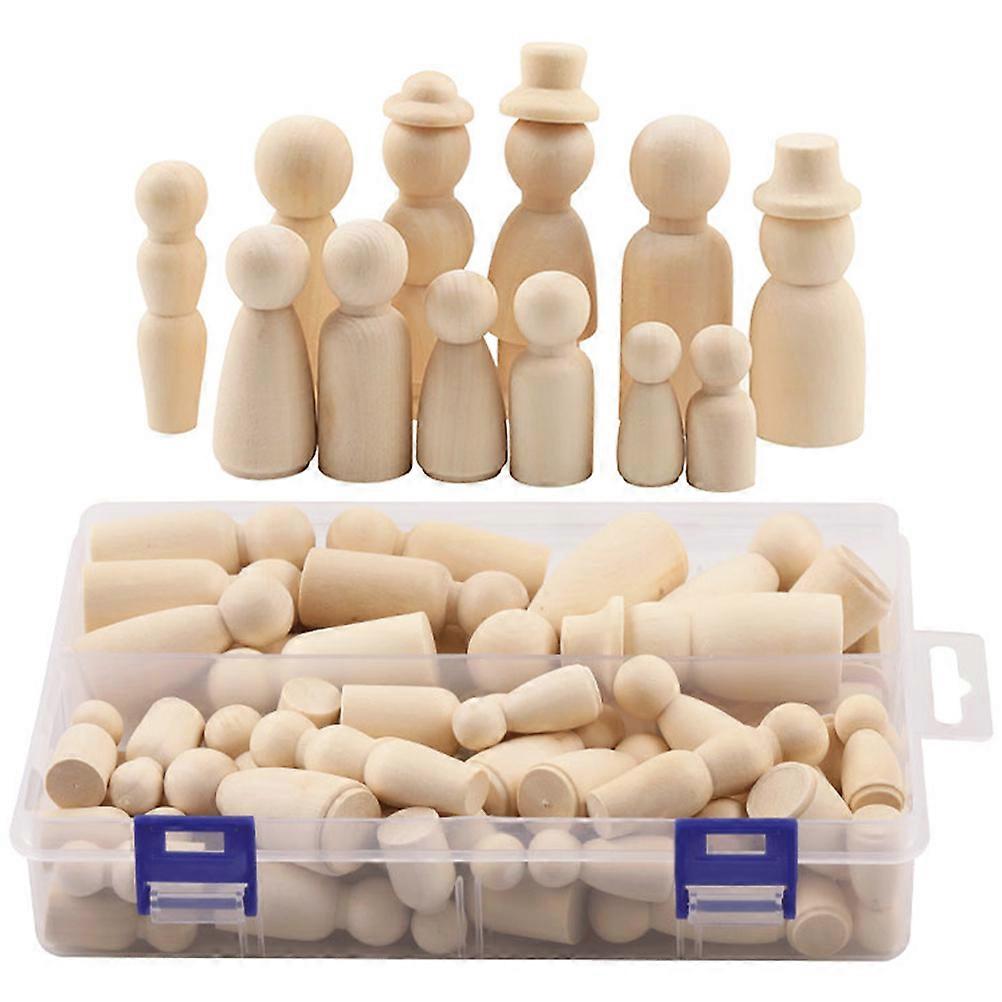 55pcs DIY Wooden Peg Dolls – Smooth, Unfinished Craft Figures for Creative Painting & Decorative Ornaments – Sturdy & Non Toxic