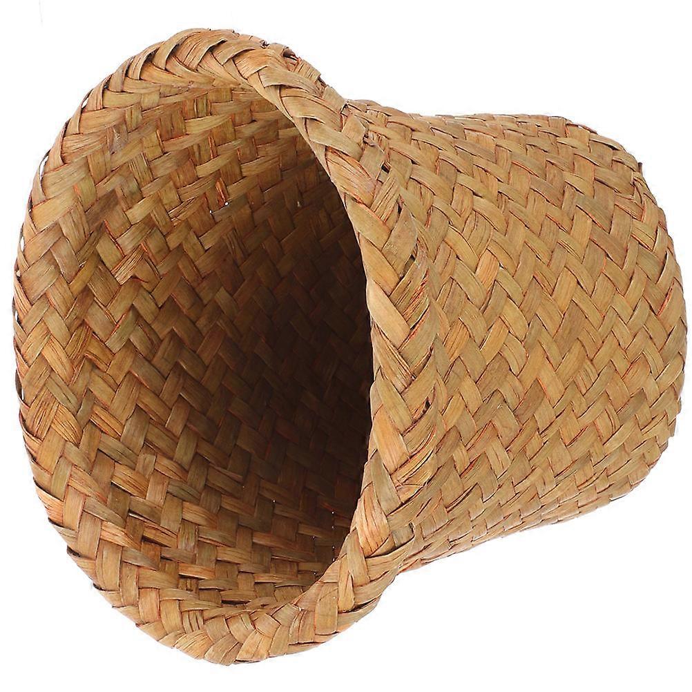Wicker Trash Basket For Home And Public Spaces 18x18x14cm Orange 1Pack