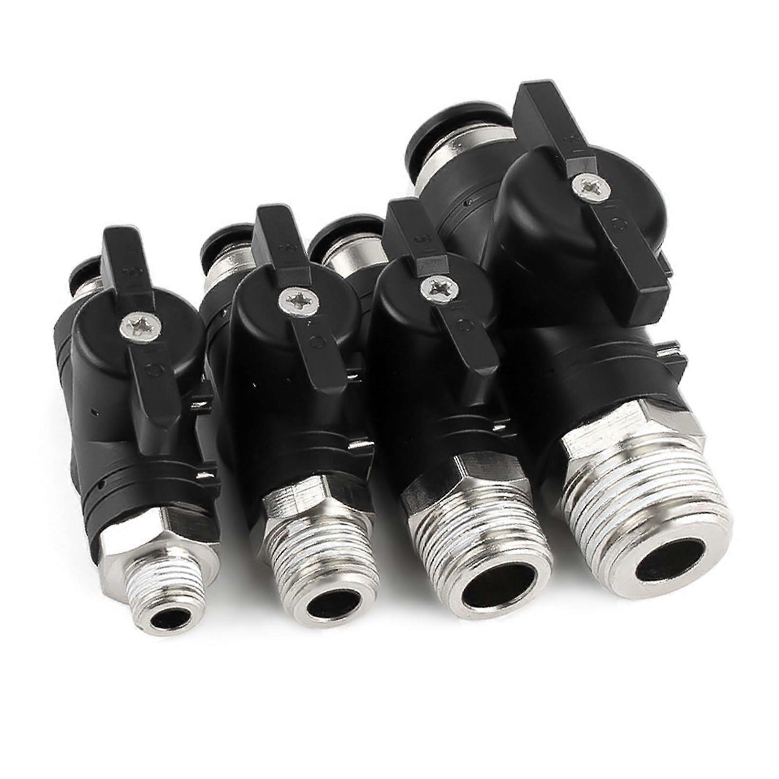 Manual Ball Valve Threaded 1/8 1/4 3/8 1/2 In Pneumatic Quick Connector PU Hose OD 4 6 8 10 12 mm Steering Switch 1002