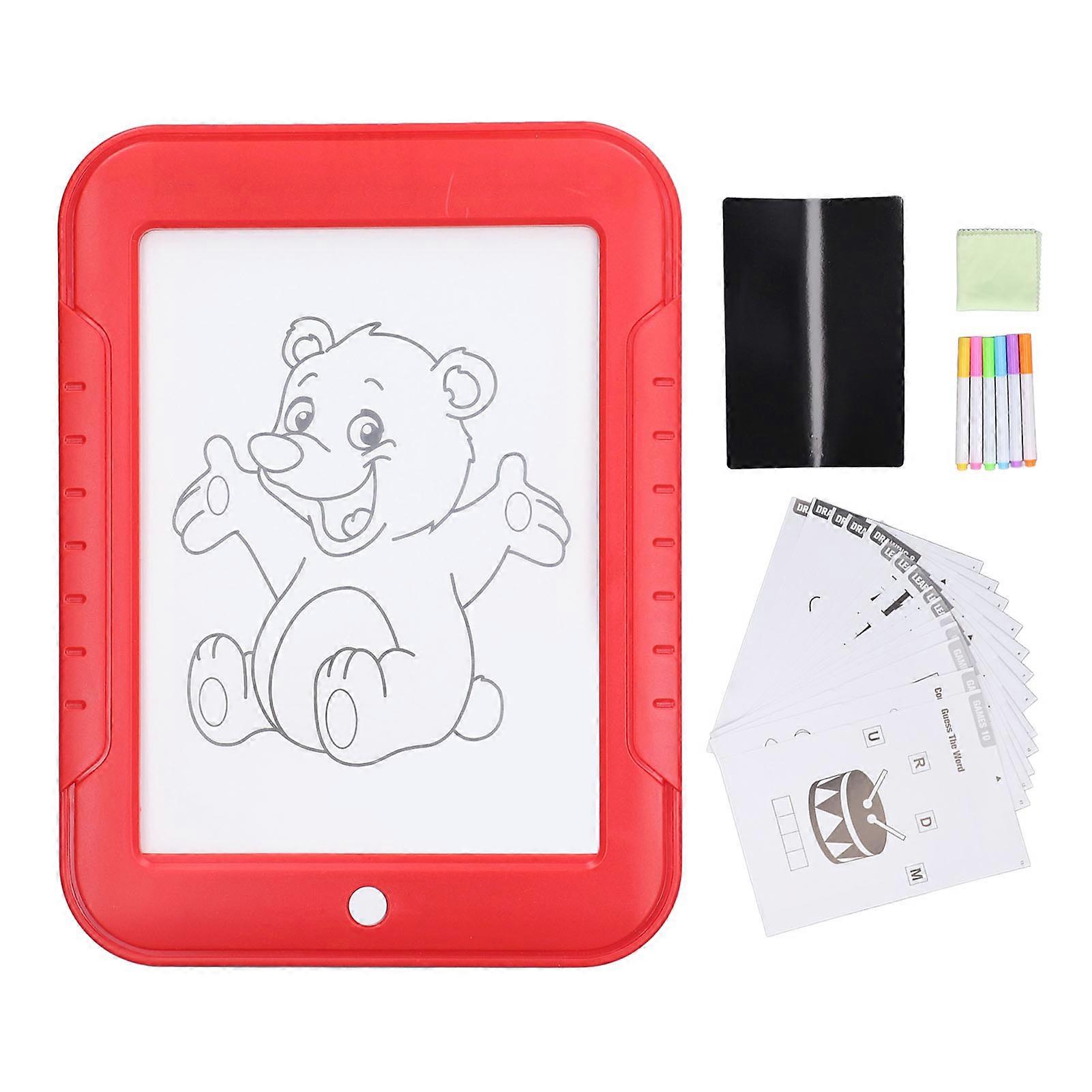 Fluorescent Drawing Board Luminous Writing Glow Graffiti Puzzle Toy English Version Red