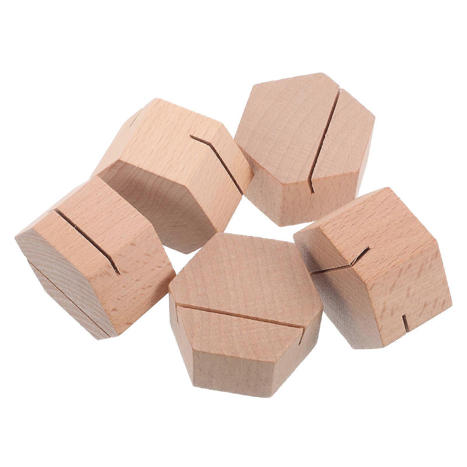 Name Cards Photo Holders Minimalist Design Wooden Desktop Organizer For Professionals Office Workers 5Pcs