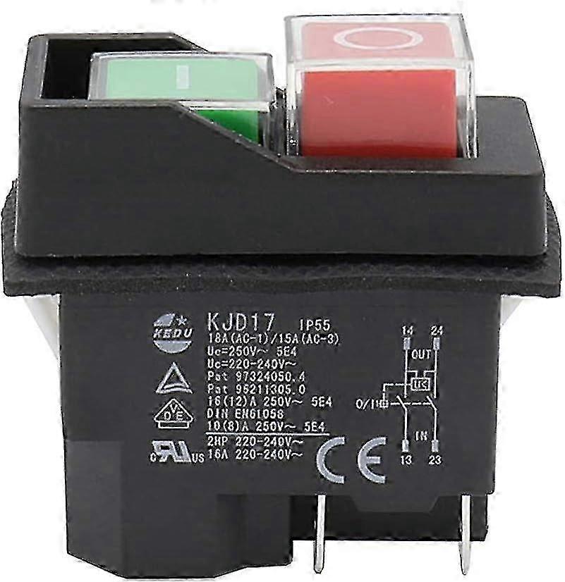 The KJD17 220v 5-pin terminal electromagnetic pushbutton switch is designed for garden tools, ensuring safety and reliability.