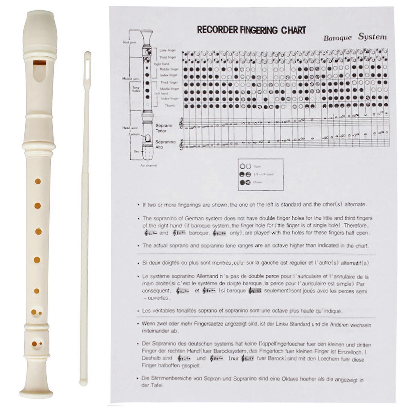 8hole soprano recorder clarinet foodgrade ABS descant flute with cleaning rod woodwind instrument easy to play Ref: 2355