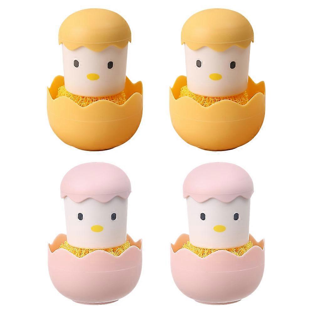 Reusable Kitchen Cleaning Tools Chicken Handle Scrubber Brushes for Dish and Pot Cleaning Assorted Color Design