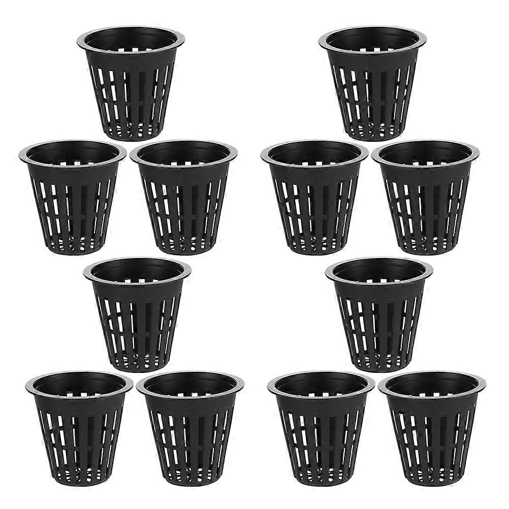 Black Plastic Planting Cups for Hydroponics and Nursery Use 50pcs Small Baskets with Slotted Mesh