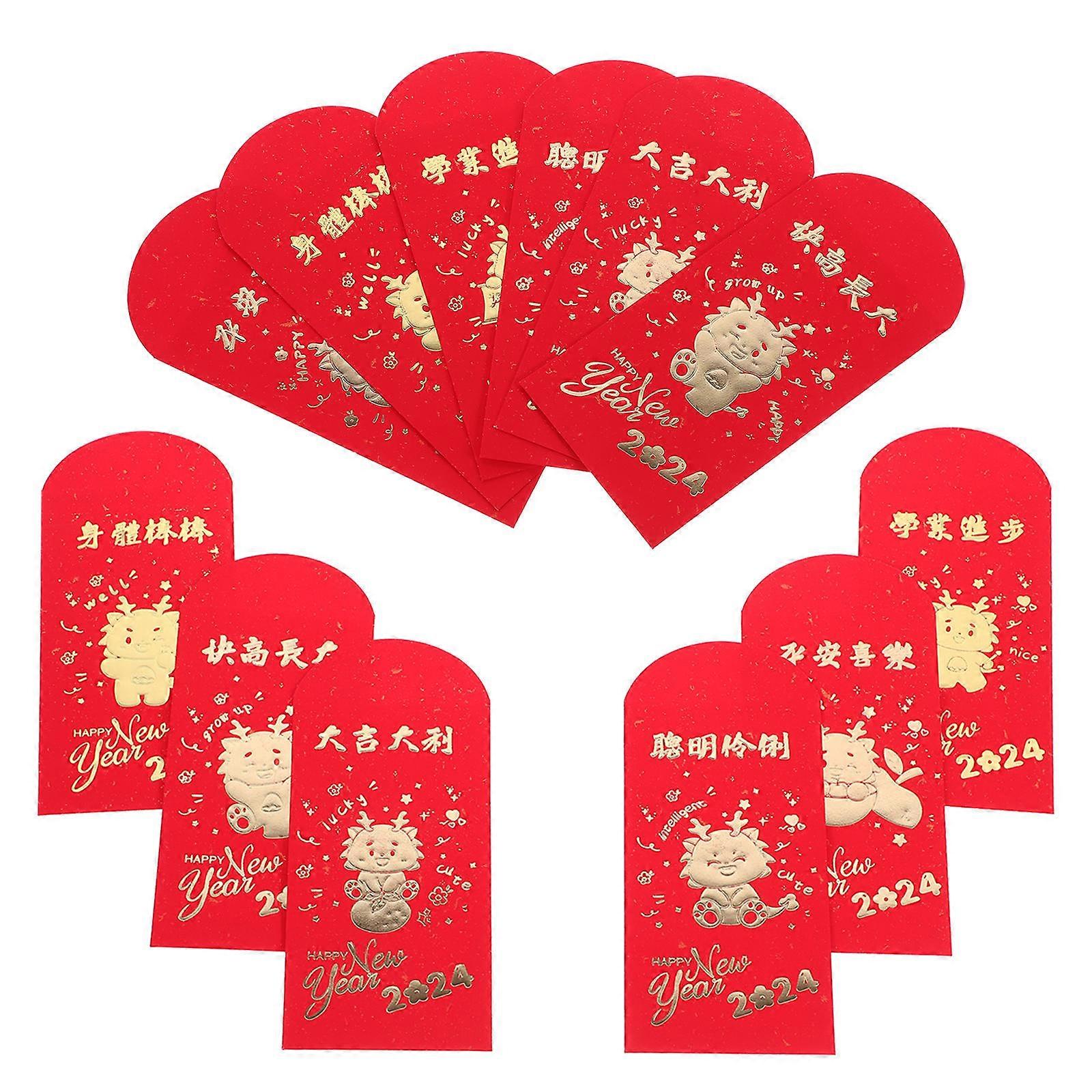 Creative Red Envelopes for New Year Made of Paper in Red Color for Storage Use with Different Patterns 18 pcs