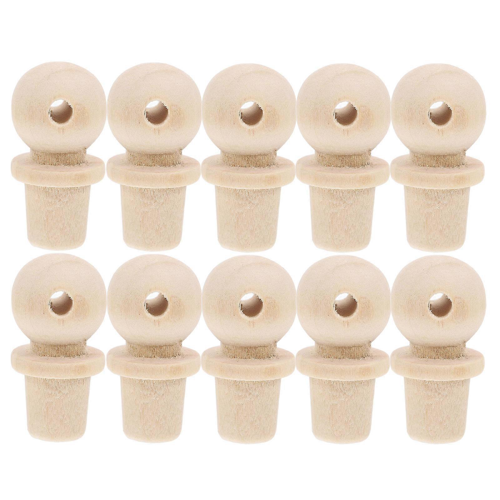 10pcs Unfinished Wood Finials Bottle Capper and Sealer for Furniture Making DIY Projects and Crafting Decorative Toppers Medium