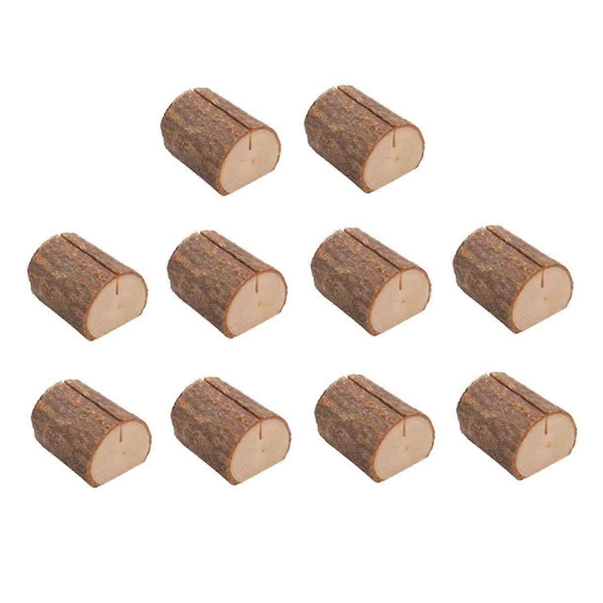 10 pieces of wooden name holders, retro bark style, for wedding table card holders and office supplies,  versatile and widely applicable.