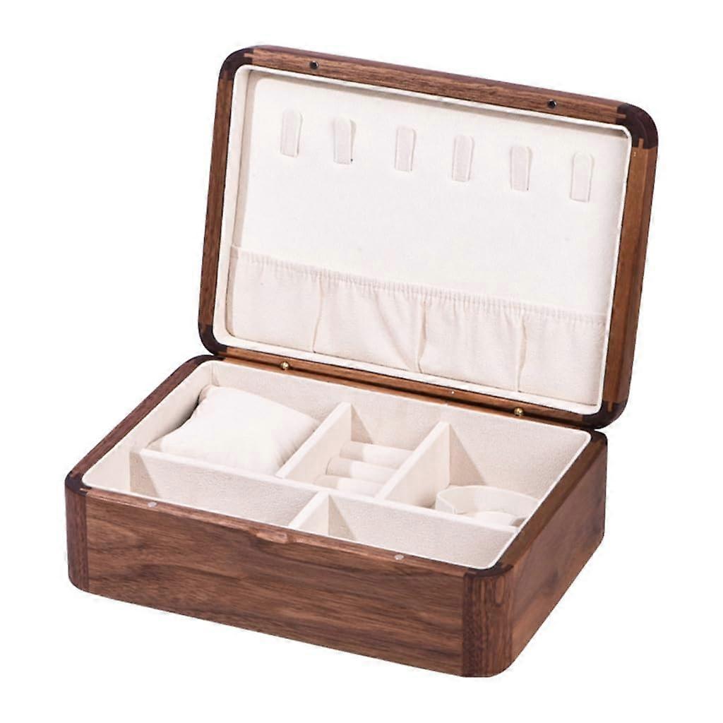 Versatile Jewelry Organizer with Multiple Compartments and Necklace Hooks, Sturdy Wooden Storage Accessory, Large Size