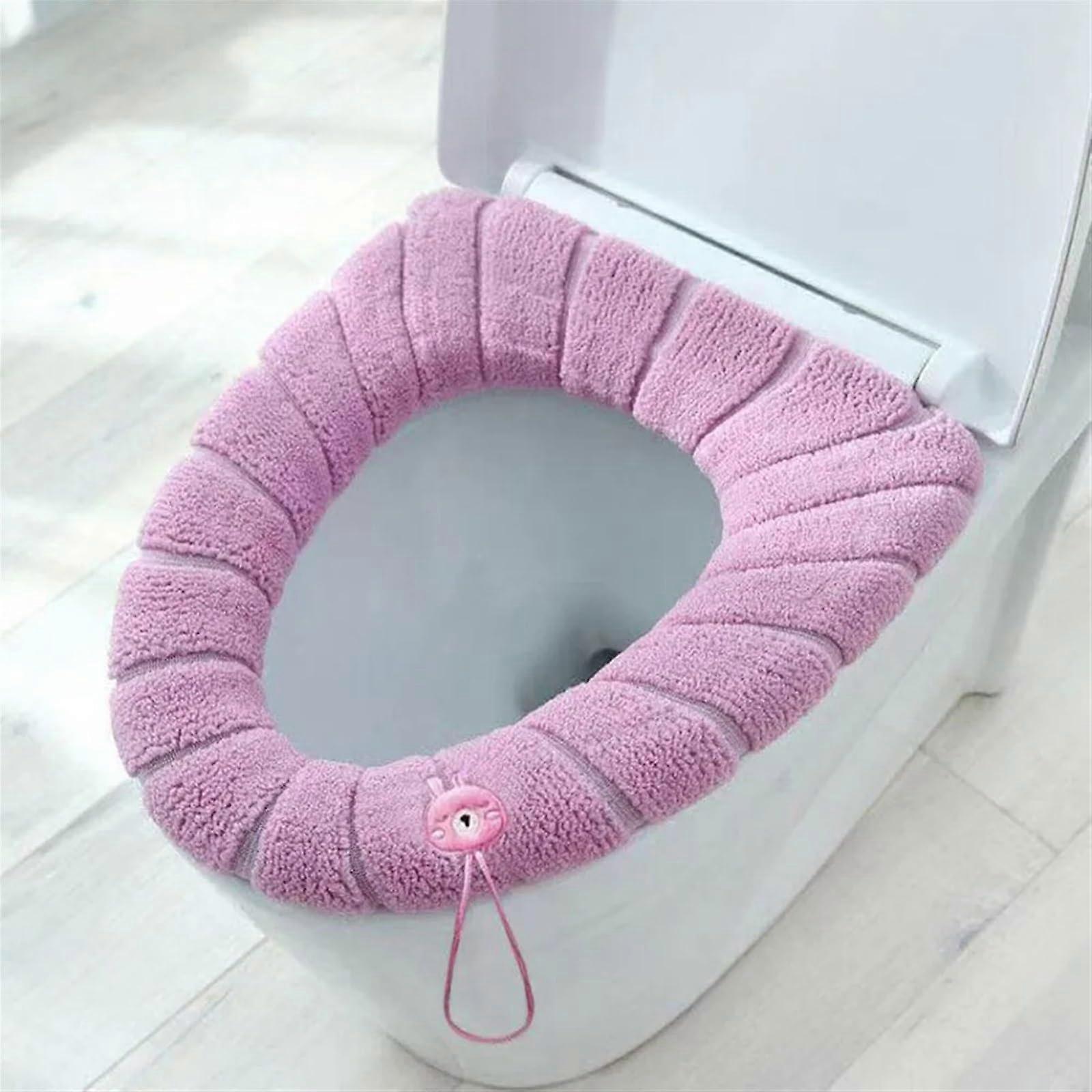 Toilet cushion, seat cover set, soft pad, washable, stretchable, for bathroom (Pink C)
