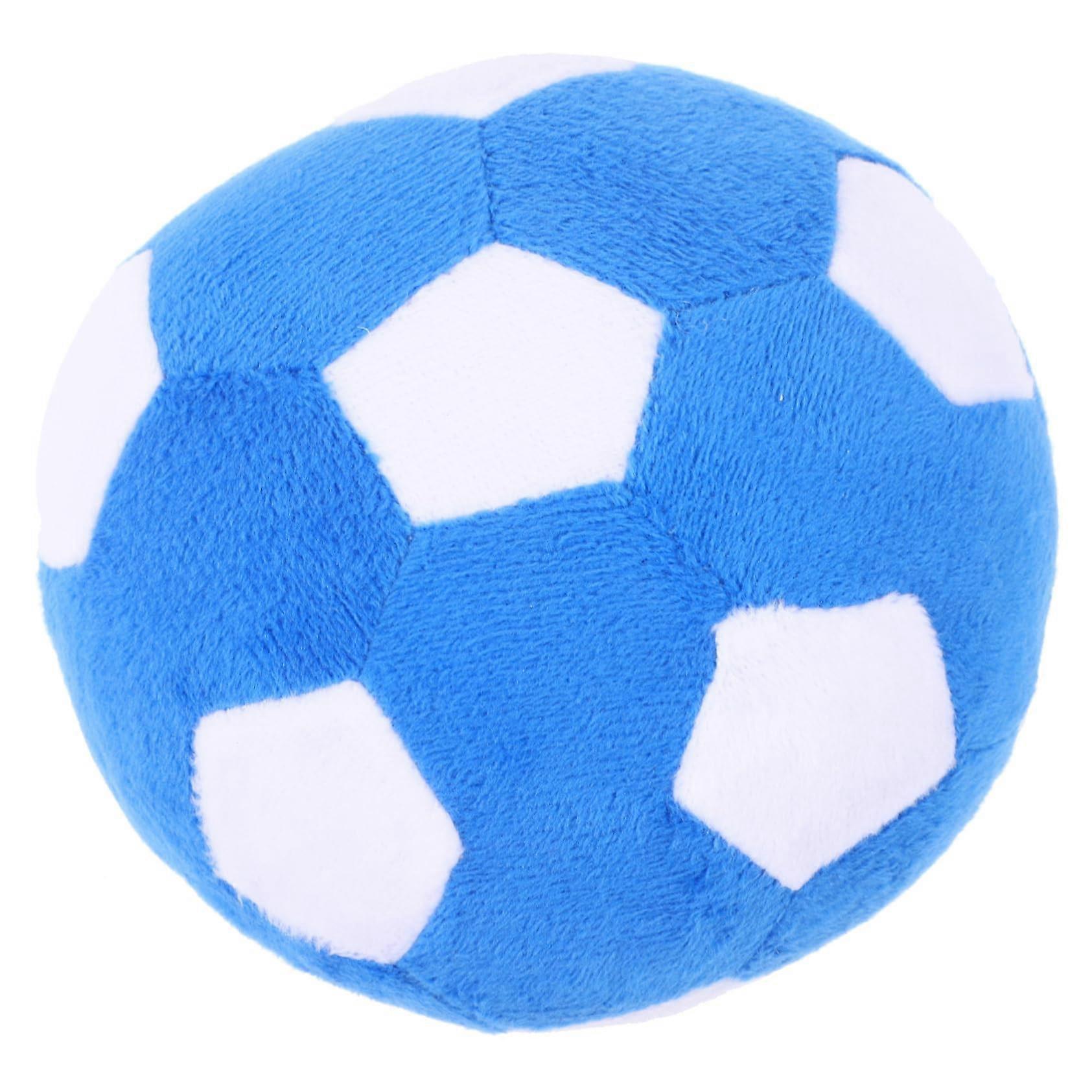 Football Toy for Pets Plush Squeaker Interactive Dog Chew Ball Bite Resistant Molar Toy Sky Blue Size Medium