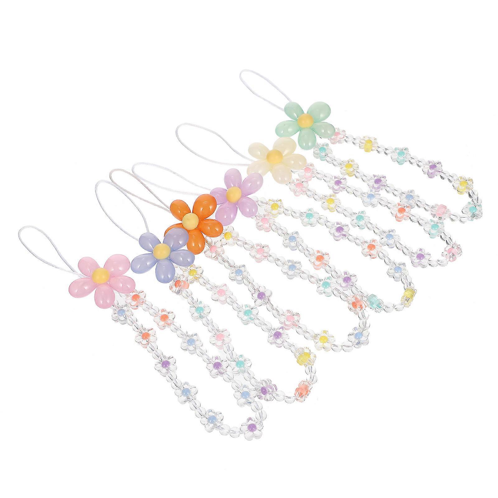 Creative Flower Beaded Phone Lanyard For Mobile Phones Assorted Color Anti-Lost 30Pcs