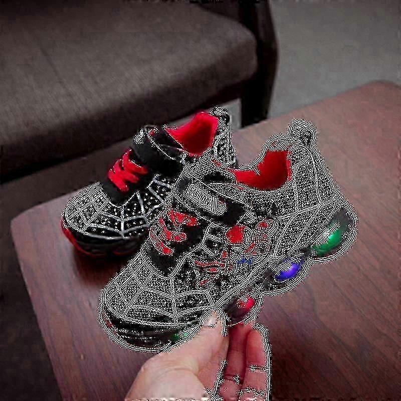 Kids Spiderman Light Up Sneakers with LED Lights for Boys - Comfortable Children's Sports Shoes JJM