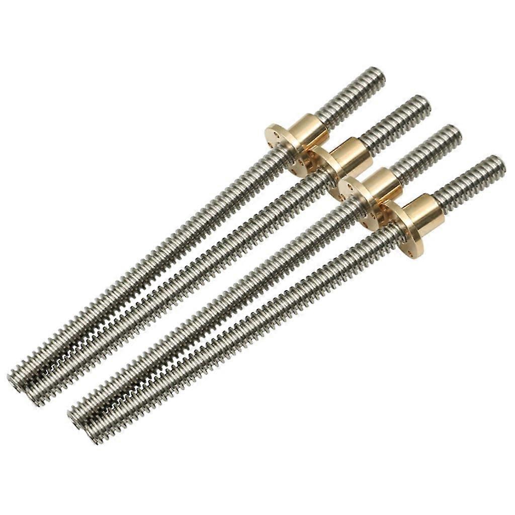 Trapezoidal Lead Screw T10 Stainless Steel for CNC 3D Printer, Lengths 100-1000mm, 4mm Lead, Contains 1 Piece of 300mm Lead