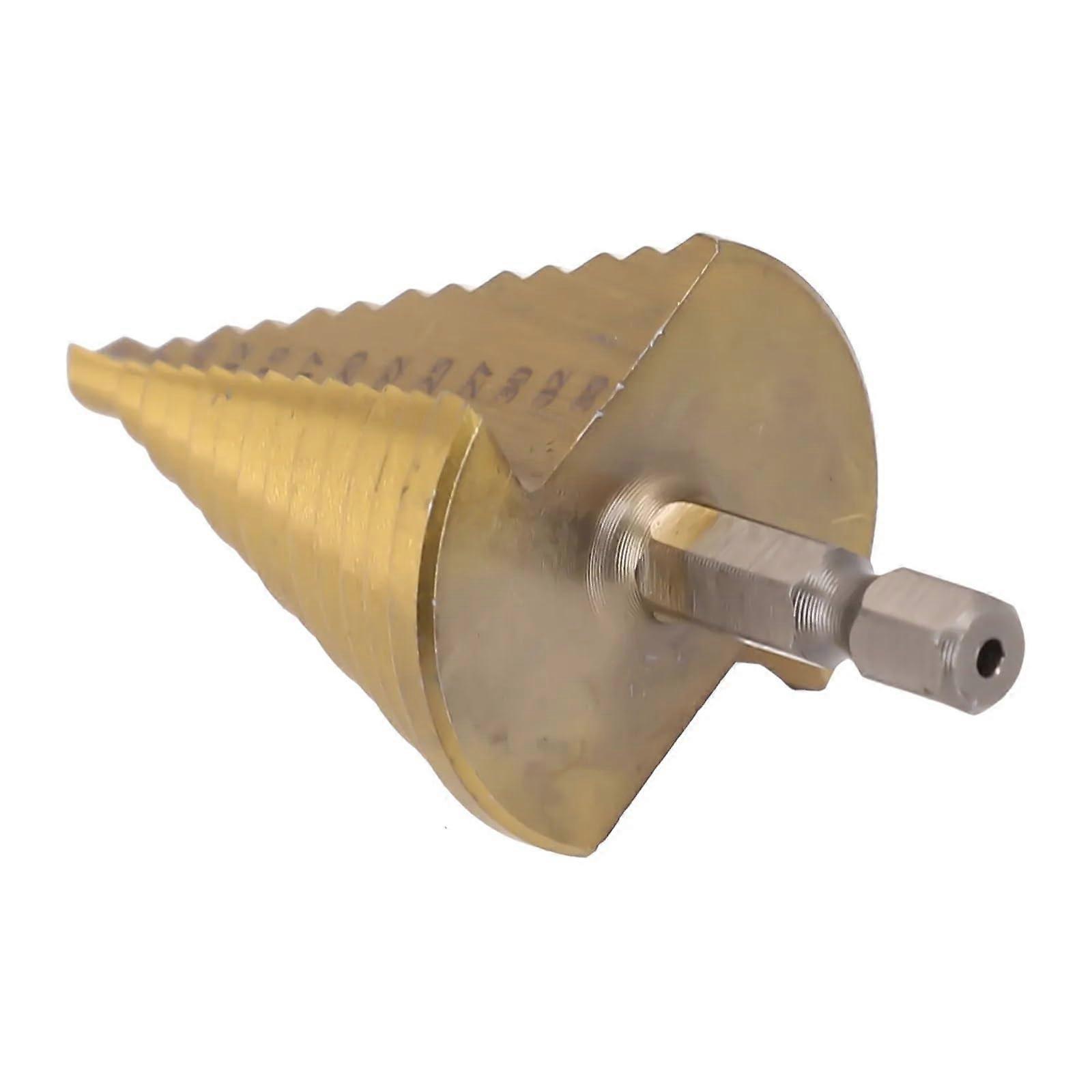 5-35mm HSS Step Drill Bit Titanium Coated for Wood and Metal, 13 Steps Multi-Hole Taper Drill Bit, Straight Groove Design