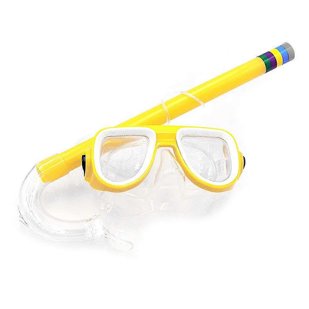 Kids Snorkel Set Dry Snorkel Mask with Big Eyes AntiFog and AntiLeak Swimming Diving Mask Snorkel Glasses OrangeWhite