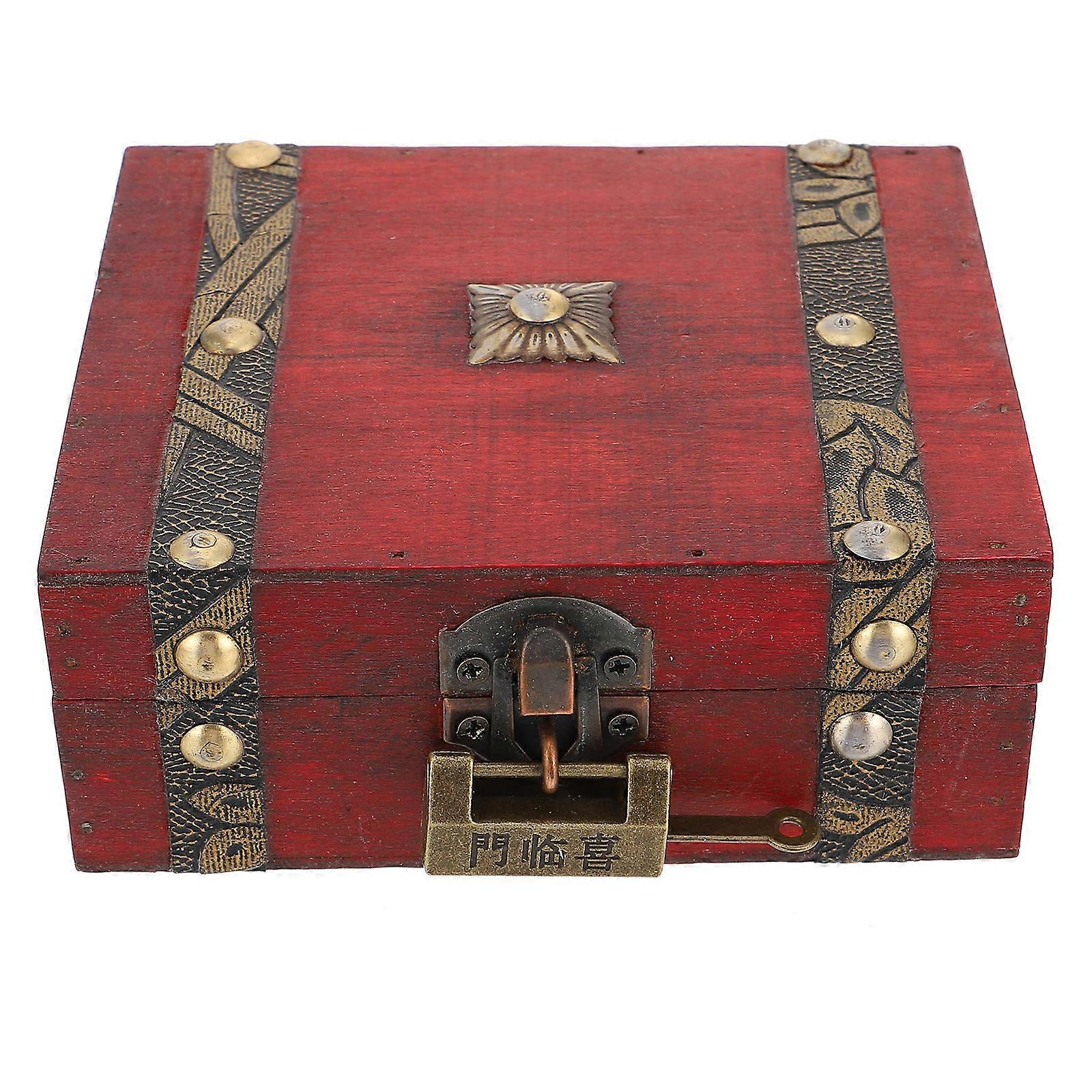 Retro Desktop Storage Box Square Sundry Storage Dark Wood Storage Organization 1Set