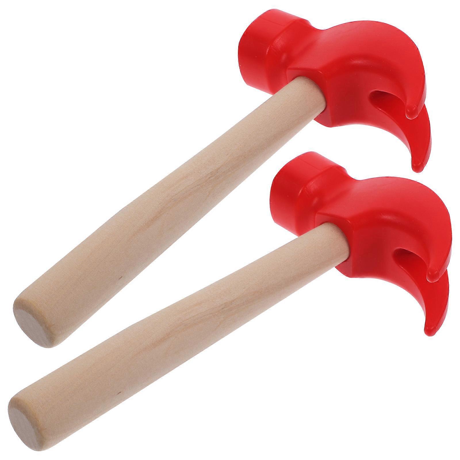Wooden Kids Hammer Toy Safe and Durable for Toddler Playing with Red Color and Compact Size