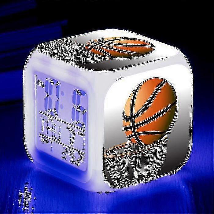 Basketball Alarm Clock 7color Change Multifunction Noctilucence Ele...
