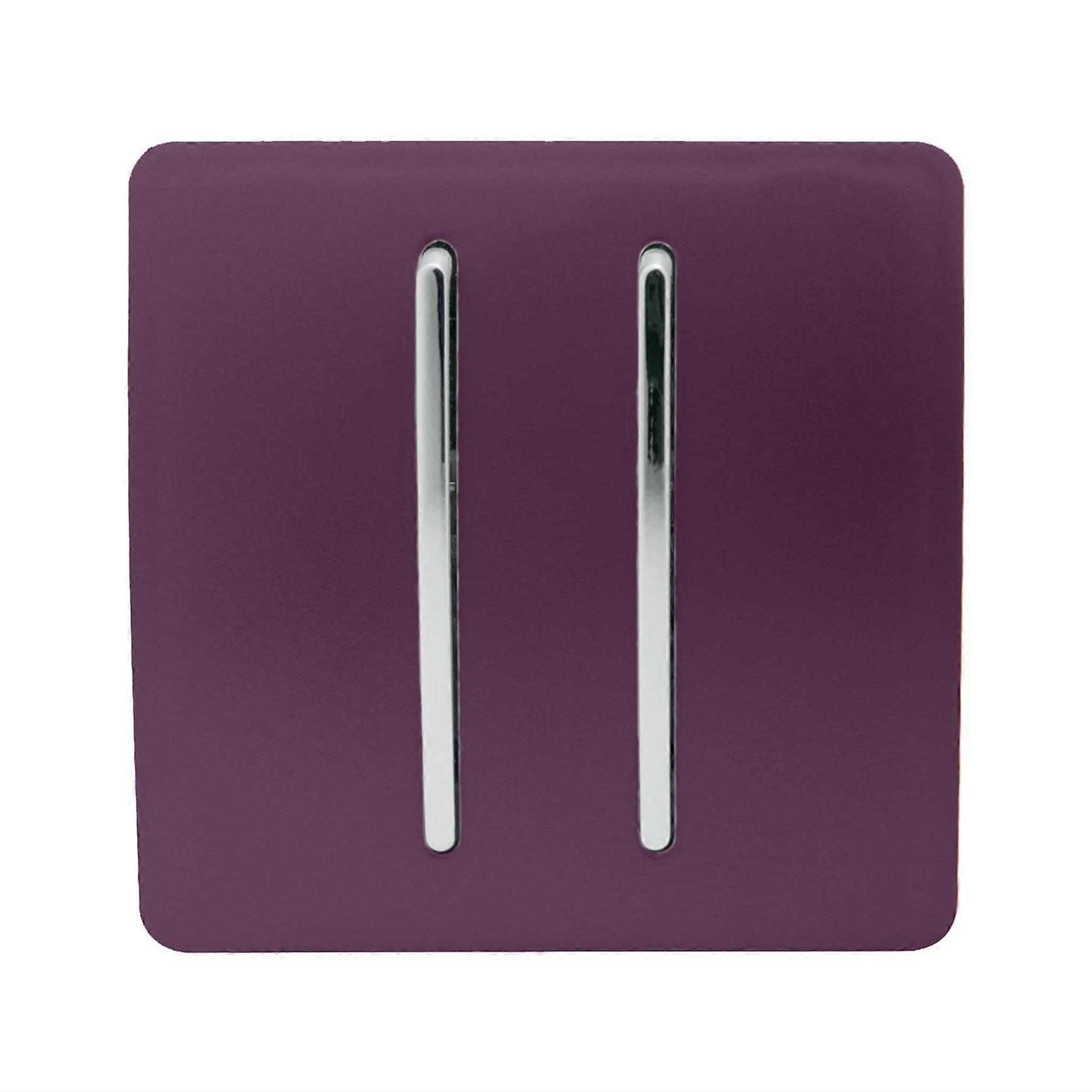 Trendi 2 Gang 2 Way Artistic Modern Glossy 10 Amp Rocker Tactile Light Switch Plum