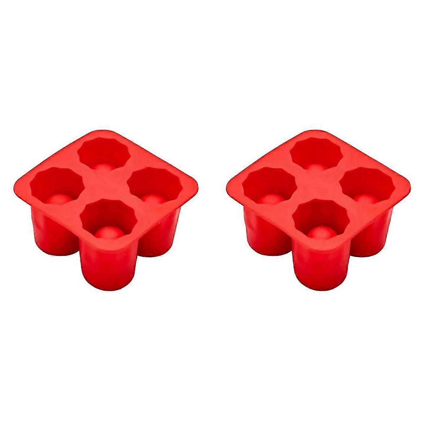 For 4 Cup Shape Silicone Mold Ice Mould Tray Red