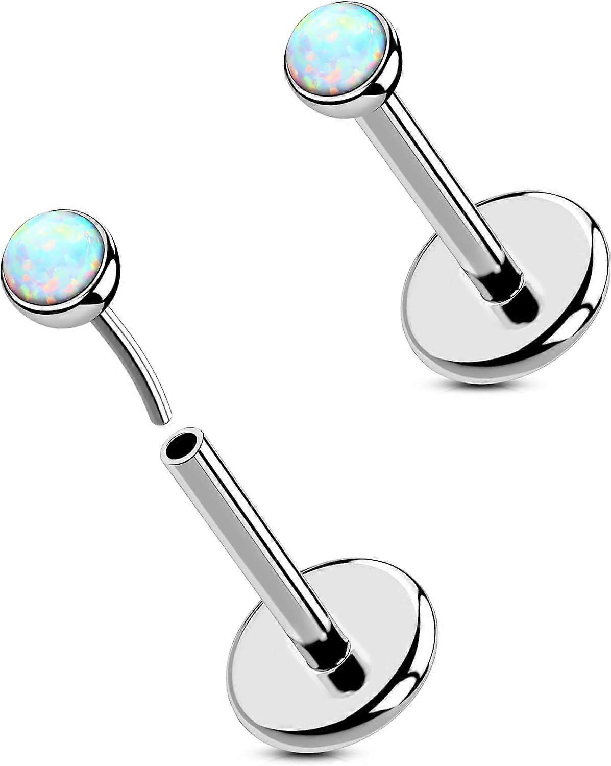 2PCS 16G/20G Nose Lip Studs, G23 Solid Titanium Threadless Push in Nose Nostril