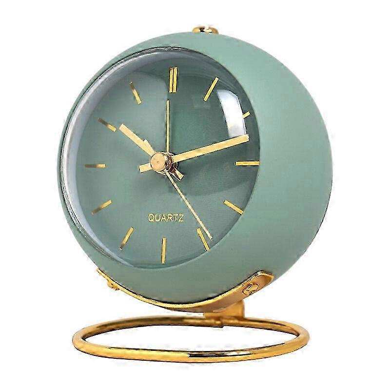 Analog Alarm Clock with Lights, Retro Small Silent Alarm Clock Student Bedside Luminous Pointer Clock(Green)