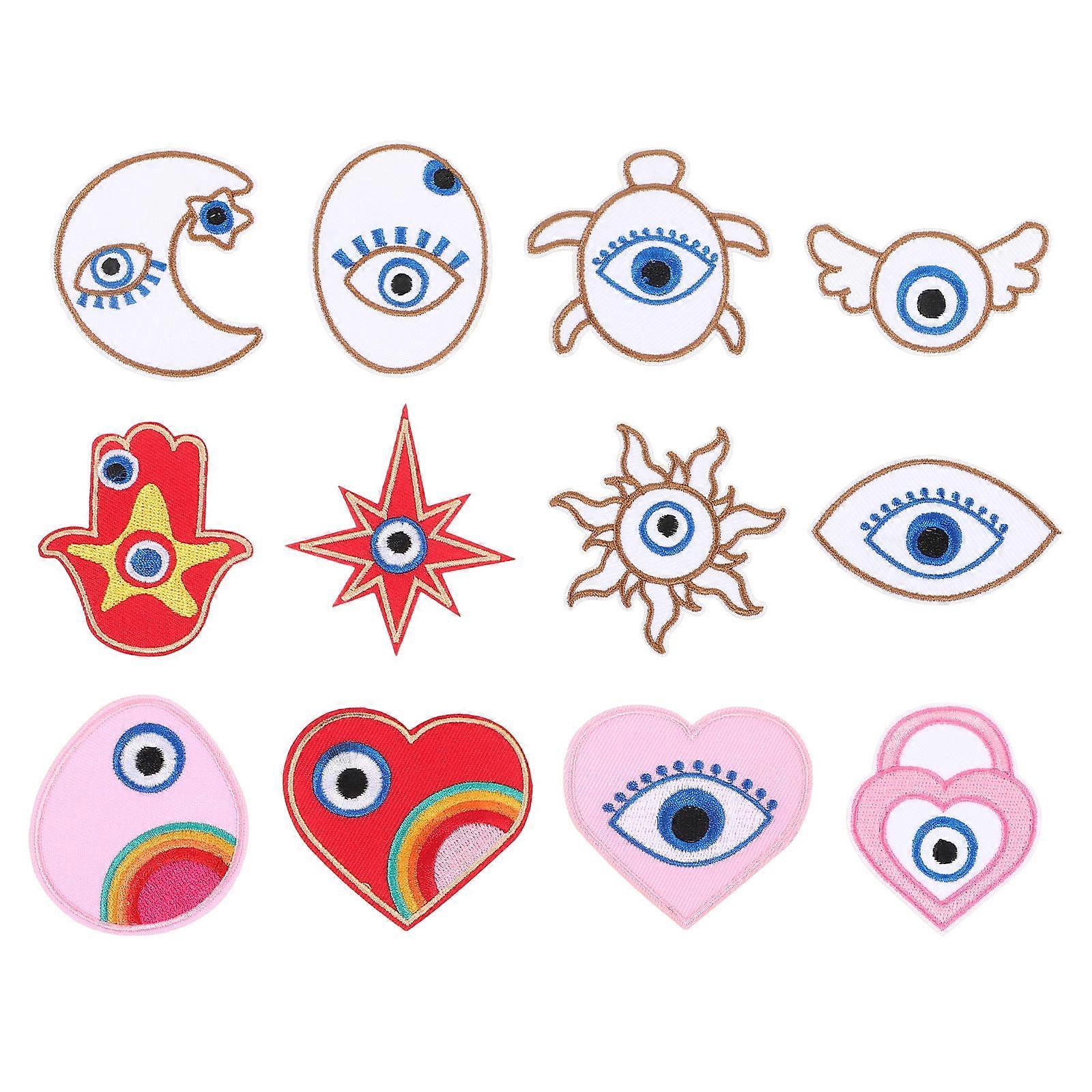 Sew on Patch Applique Clothing Clothes Bags Hats Multi Cloth Reinforcing 12Pcs
