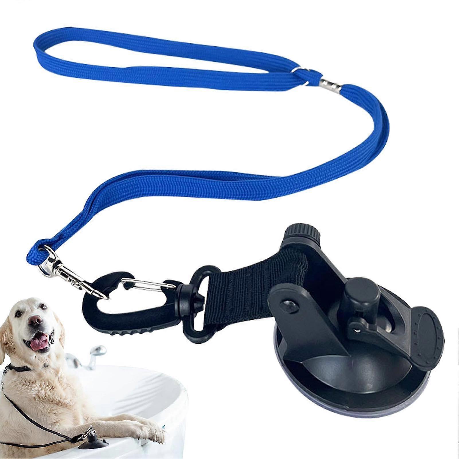 Dog Bath Restraint Nylon Bath Attachment With Suction Cup Keeps Bath Time Safe Blue