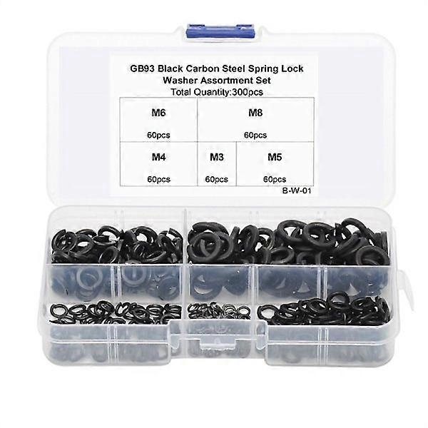 300pcs Spring Lock Washers Assortment Kit Split Lock Washer Set