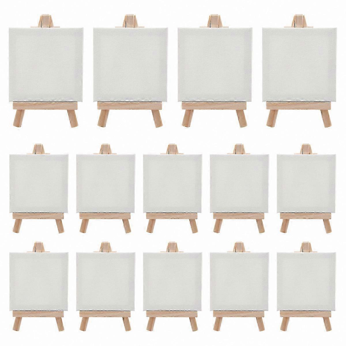 Miniature Canvas and Easel Art Set with 4x4 Inch Pre-Stretched Canvas and Child-Friendly Painting Tools, 14-Piece Kit for Creative Projects