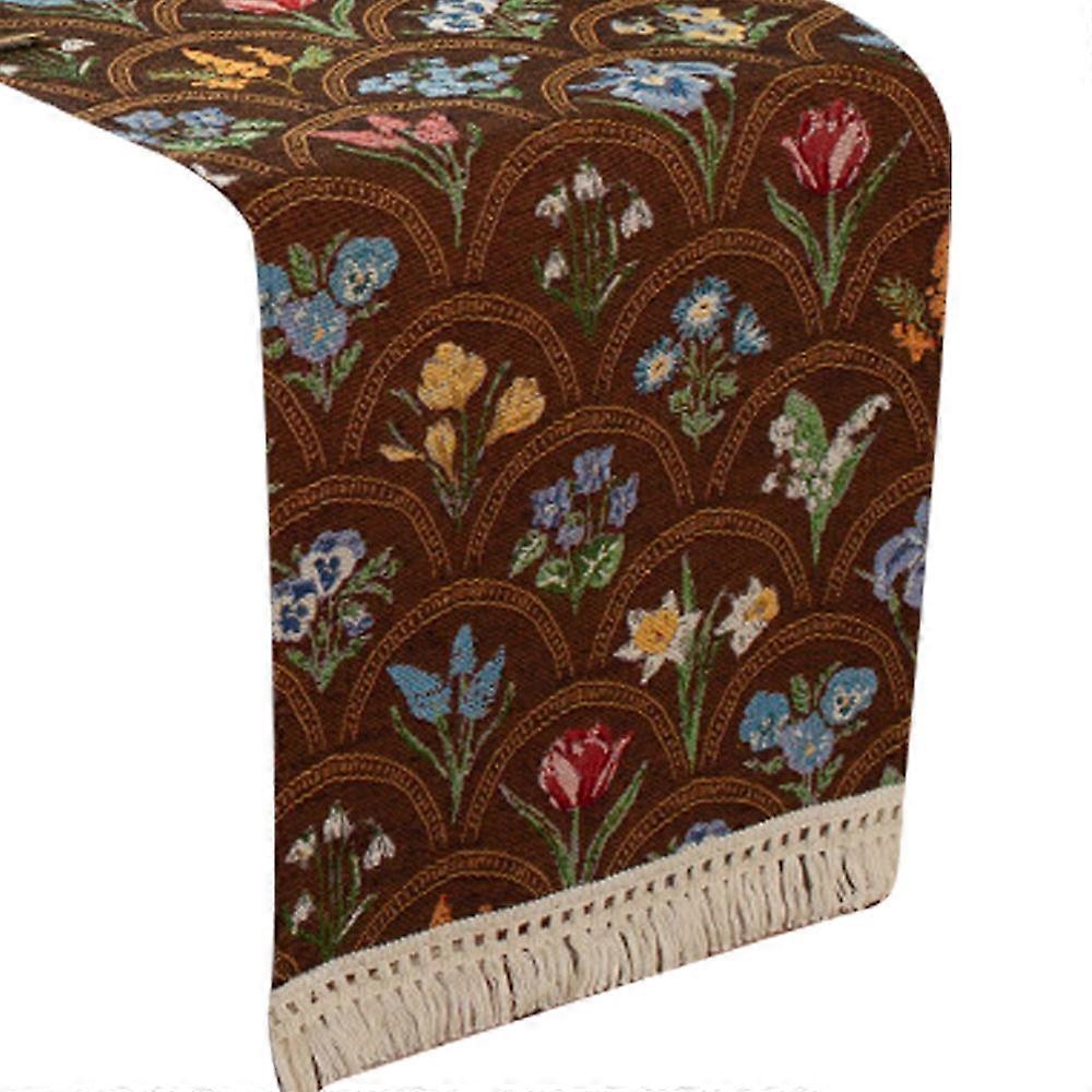 Decorative Table Runner Washable Polyester Materials Rustics Home Decoration Multipurpose Table Cover  Coffee color