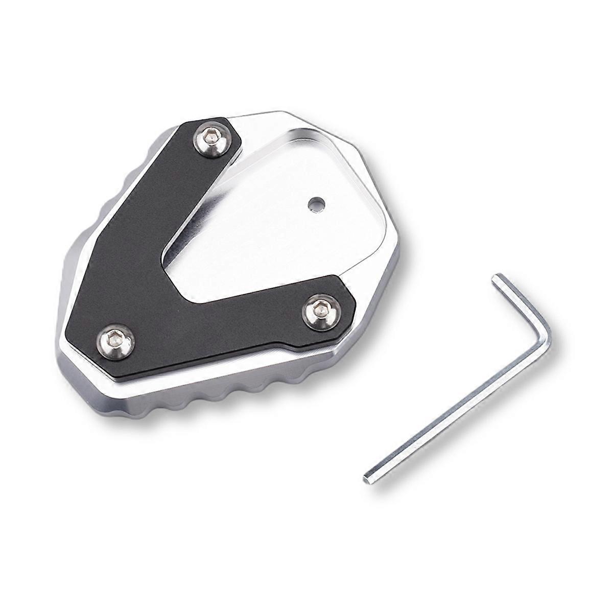 Motorcycle Kickstand Side Stand Enlarger Pad Silver & Black