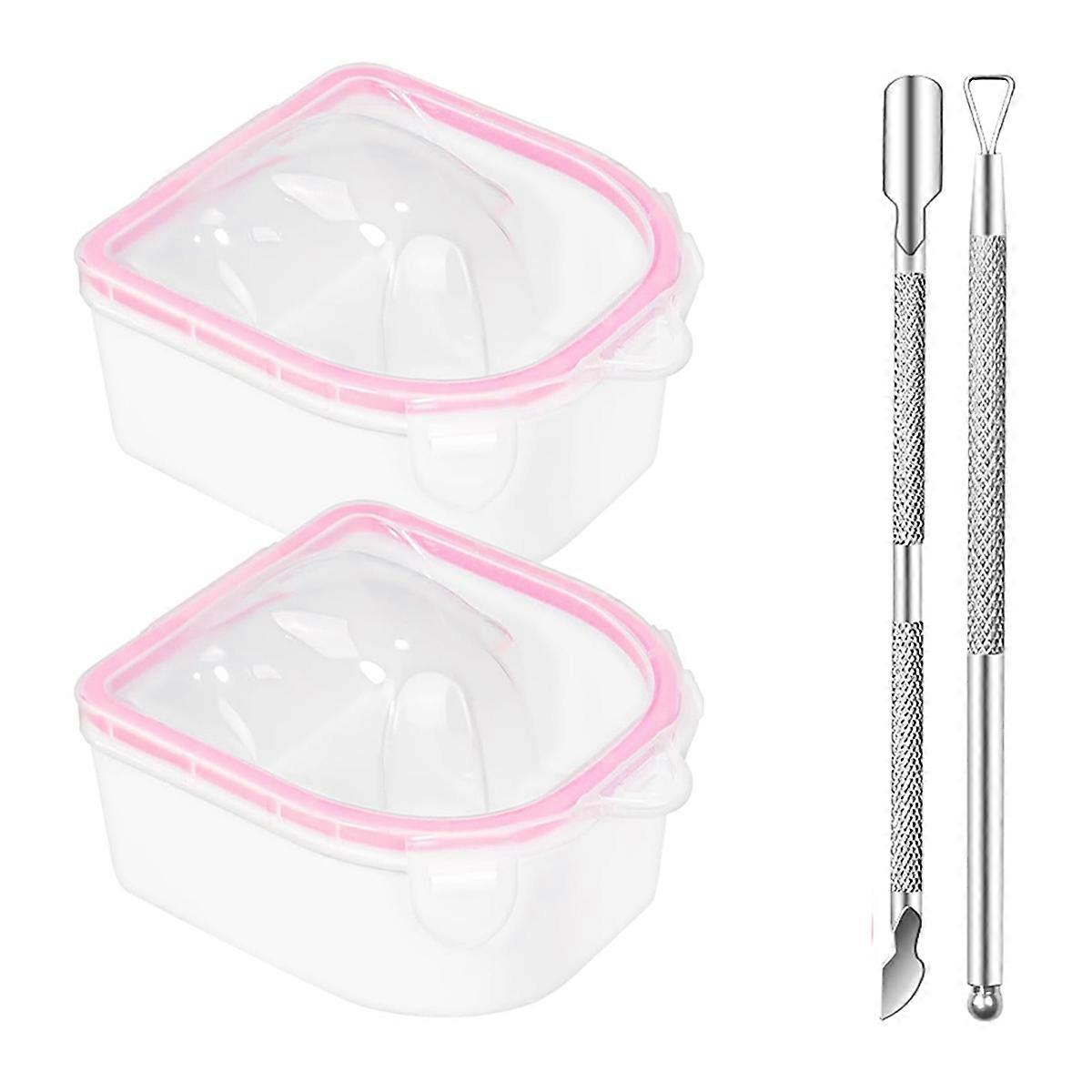 4 Pcs Soak Off Bowl Manicure Bowl, Double Layer Soaking Bowl, Nail Soaking Tray Soak Off Acrylic Nail Remover Dip Powder