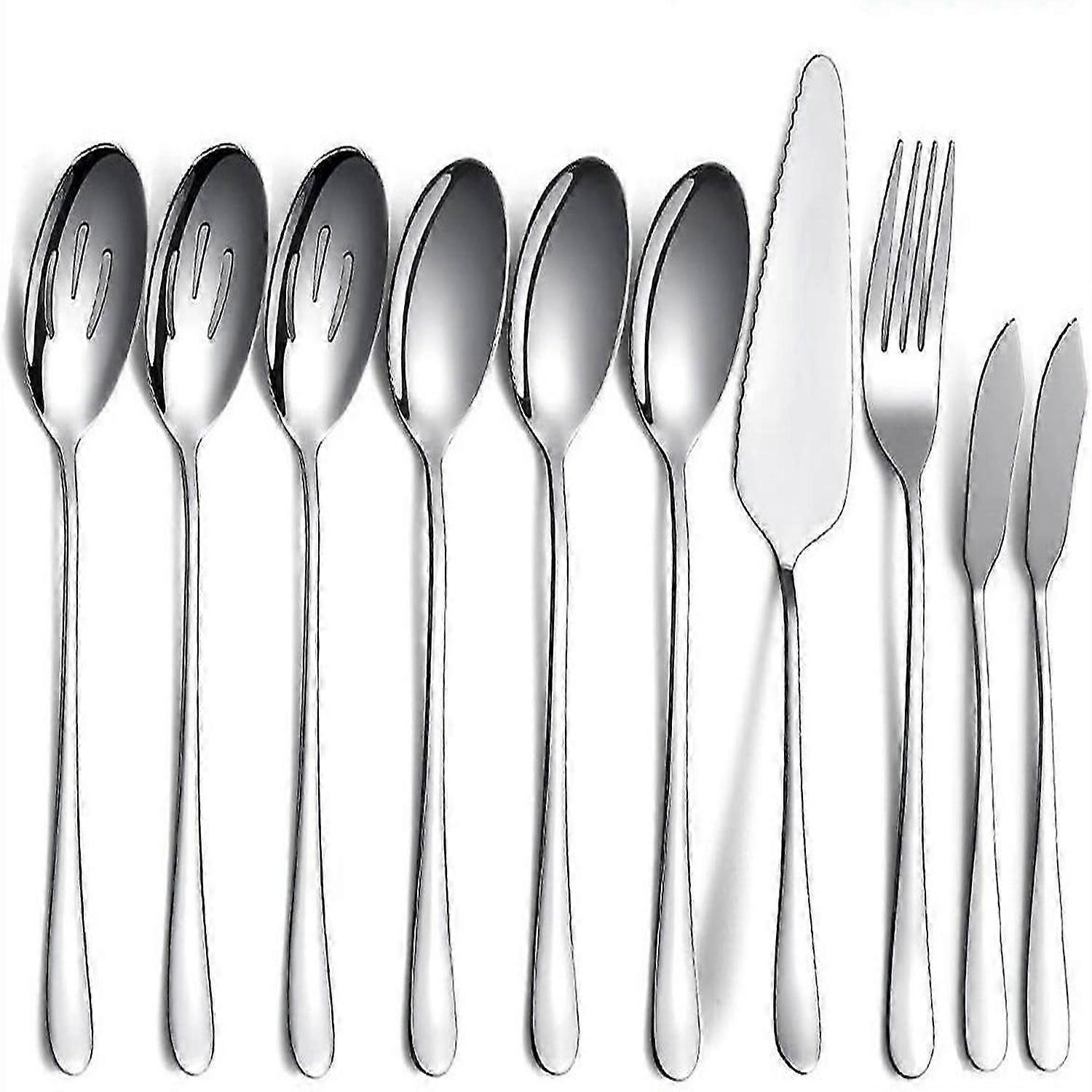 Serving spoons 10 pcs set (spoons, slotted spoons, fork, cake server