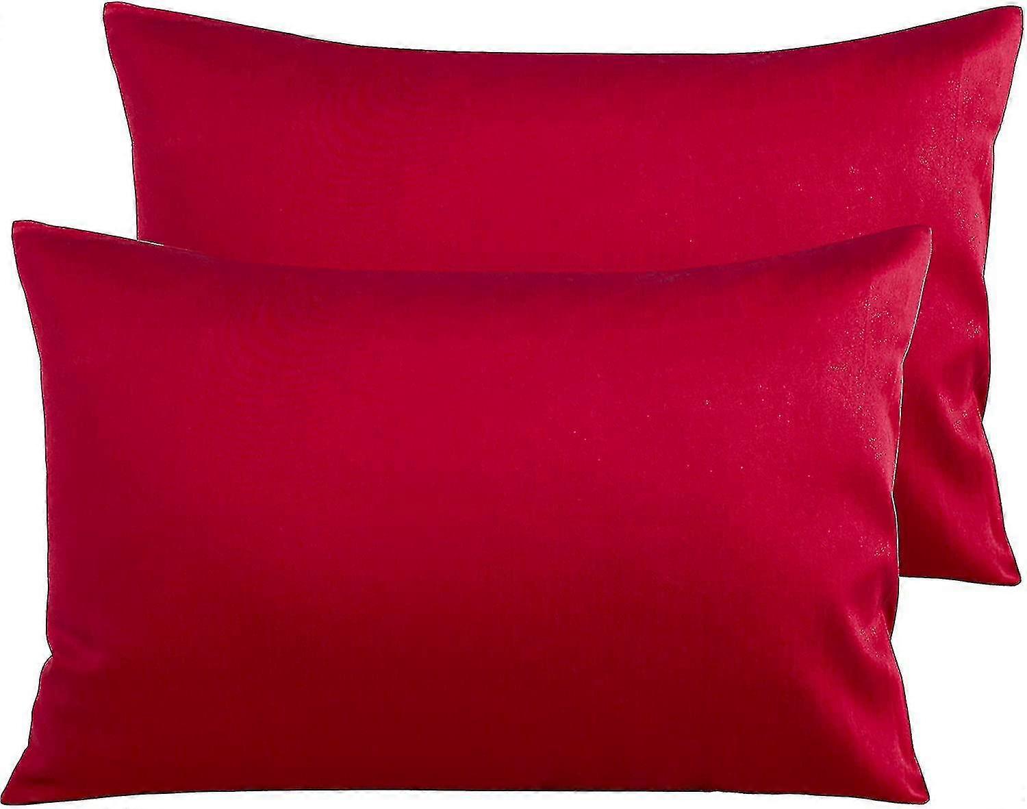 Breathable Standard Pillow Cases 2pc Soft Envelope Closure Red