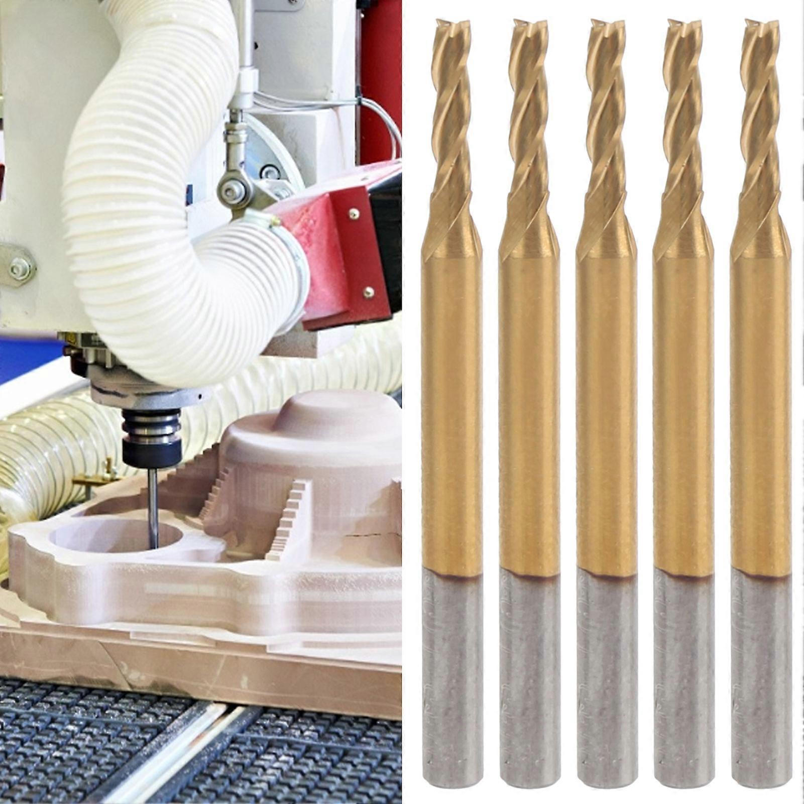 5pcs 3-Flute Flat End Mill Cutter Ti Plated 3.175x2x8x40mm