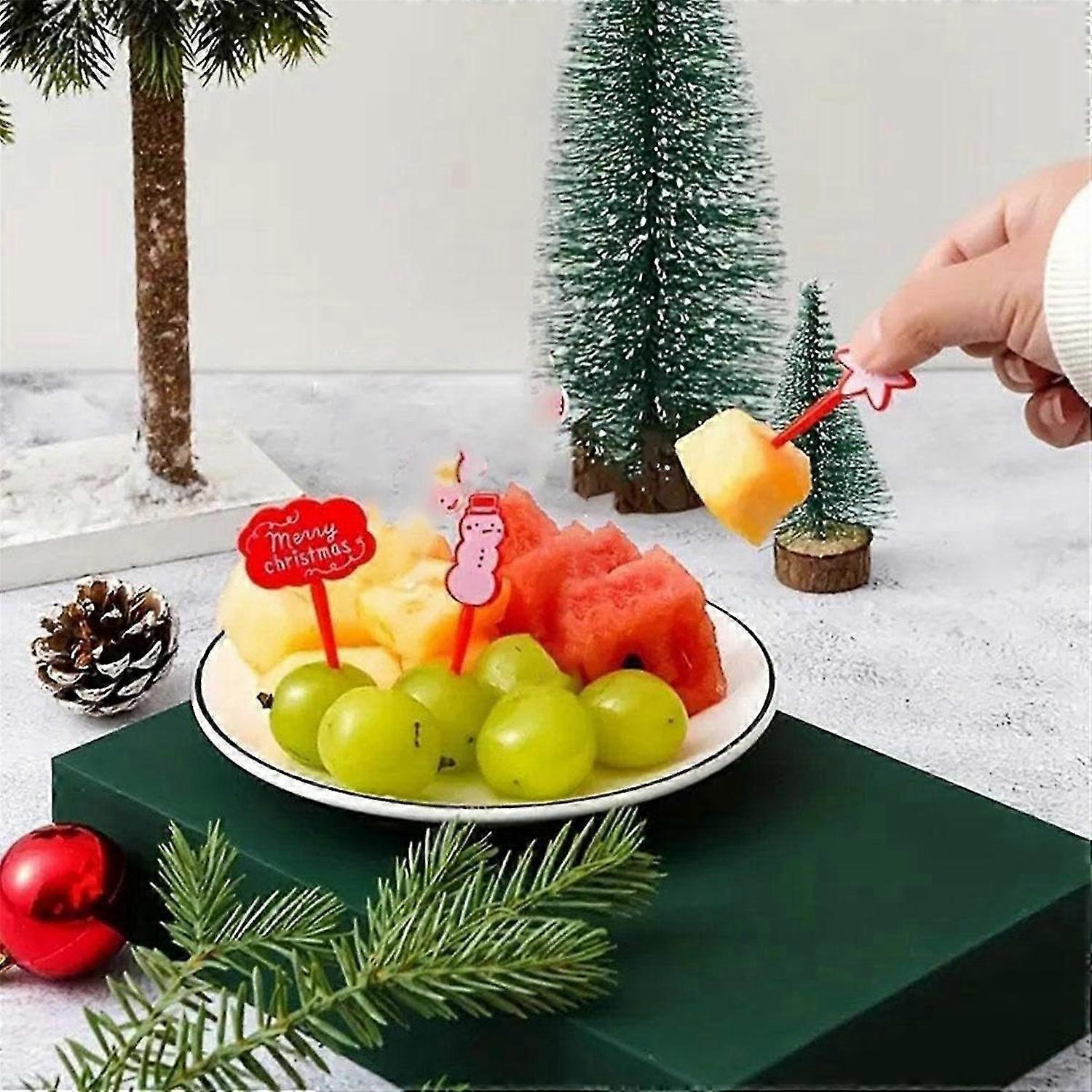 Christmas Themed Fruit Picks, Fruit Food Fork Picks Set,