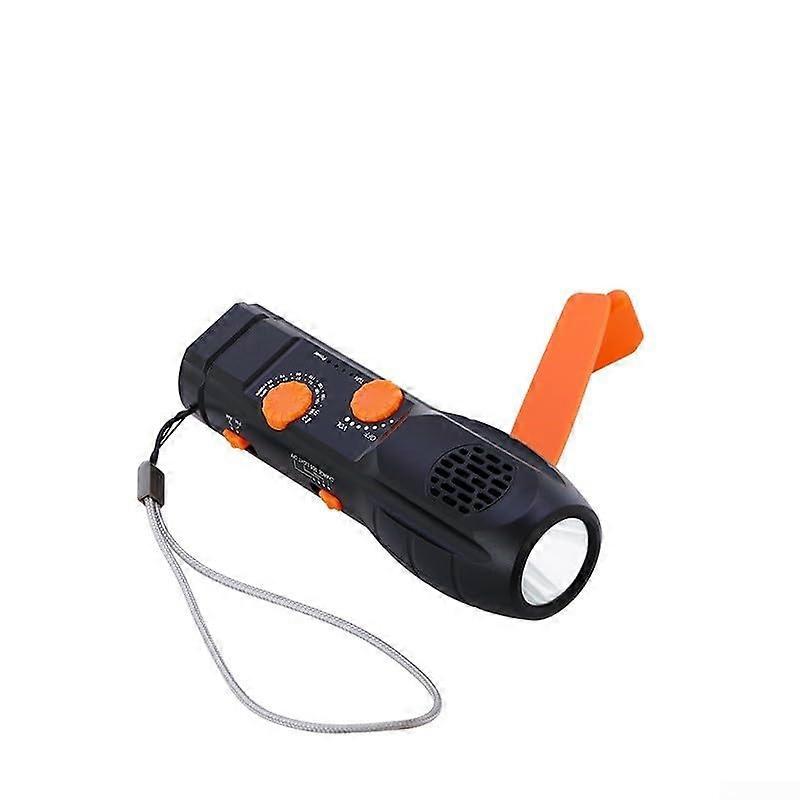 Handcrank Flashlight With MultiFunction Radio, Phone Charging, SOS Alarm, Black
