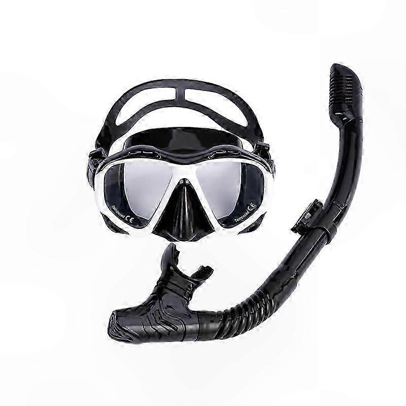 Large Frame Diving Mask with Full Dry Snorkel and Silicone Snorkel Set for Adults
