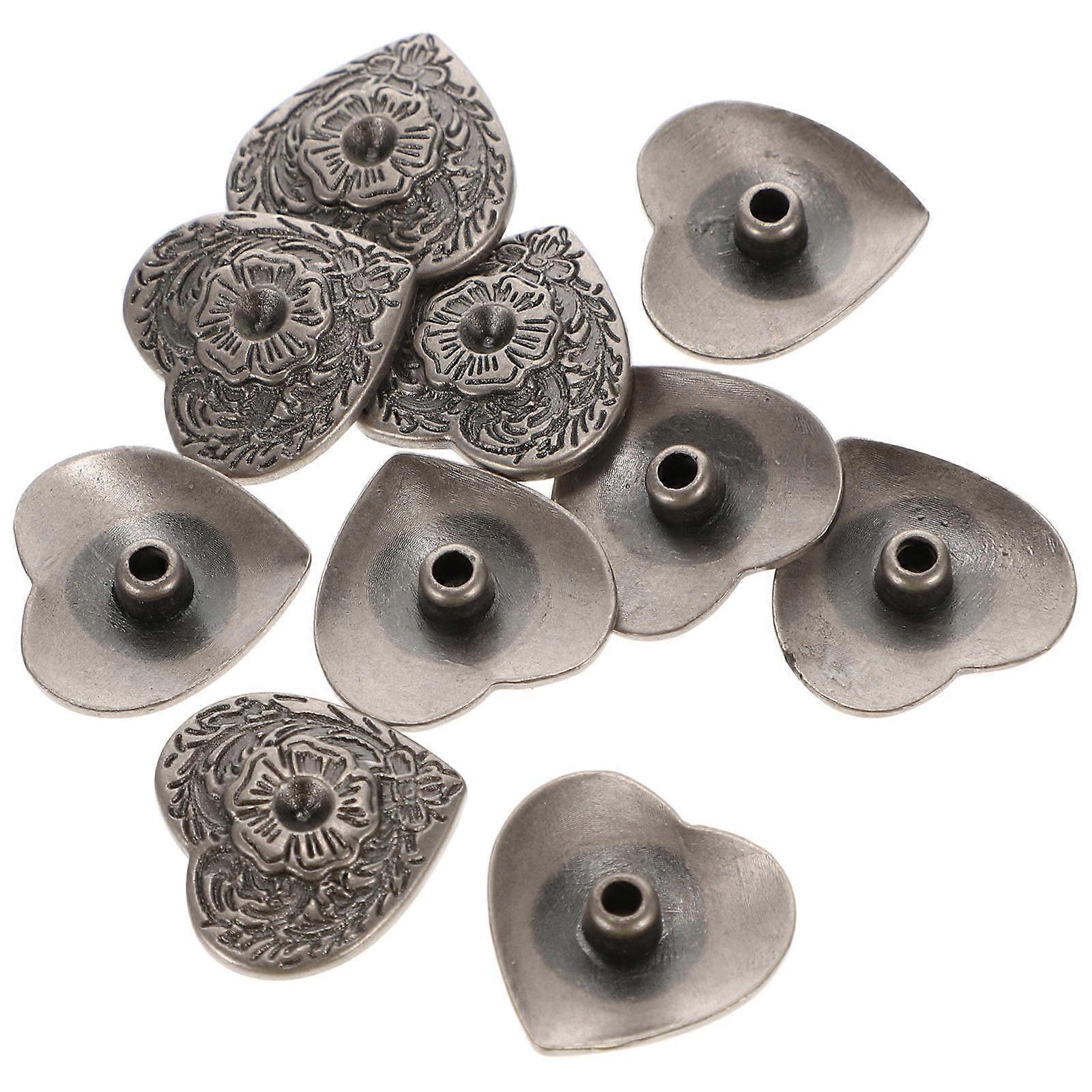 Heart Design Rivets Alloy Bag Rivets Professionals Personal Users DIY Projects Craft Making Silver 2X2X0.5cm Custom Design on Accessories 10Pcs