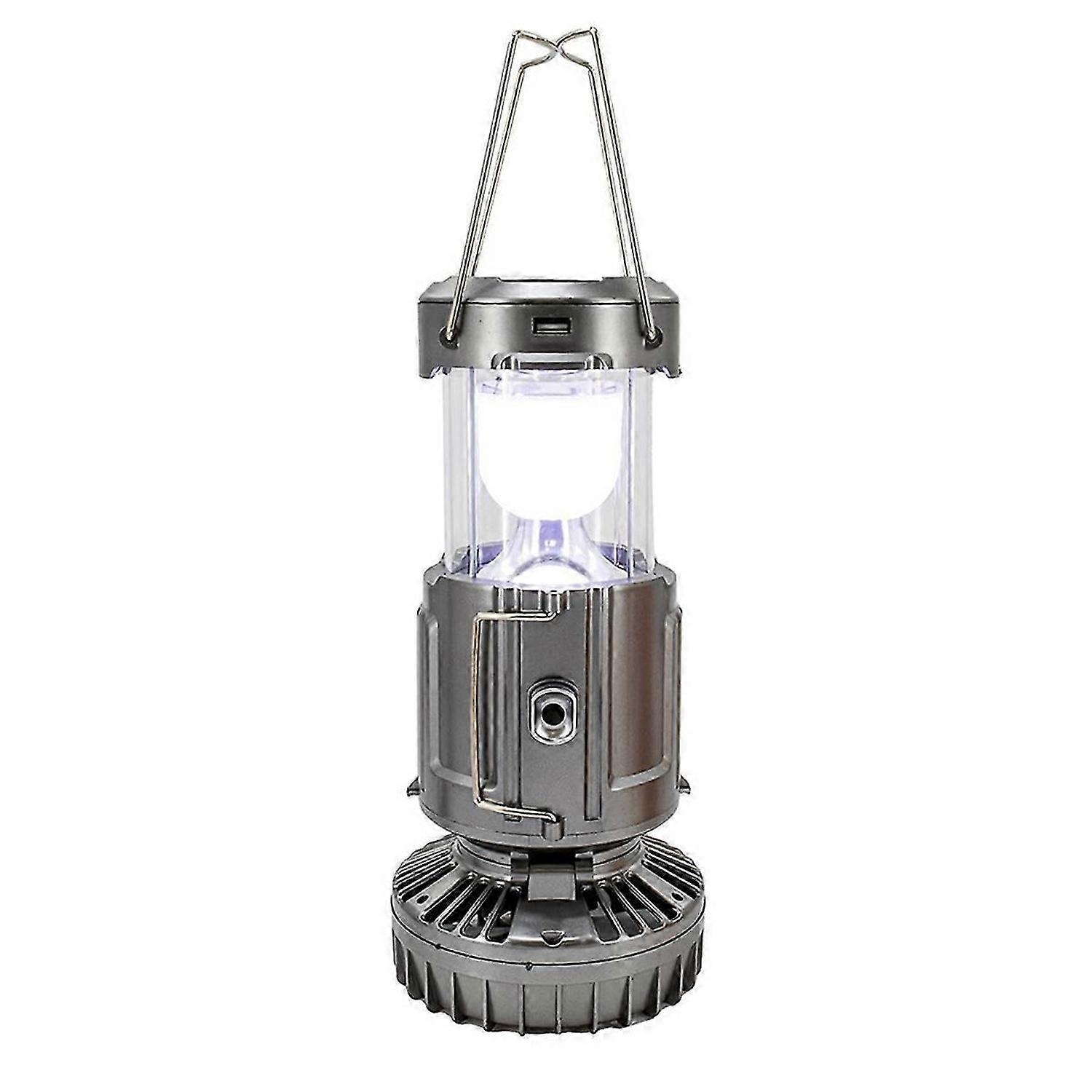 Solar Lantern Powered Light & Fan - 6 in 1 Portable Foldable Rechargeable Camping Lamp with Fan, Cha