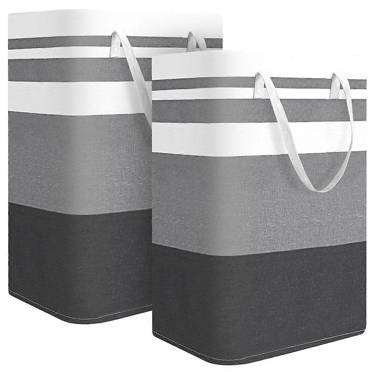 2PCS Large Laundry Basket, Waterproof, Freestanding Laundry Hamper 75L, Foldable Tall Clothes Hamper with Handles