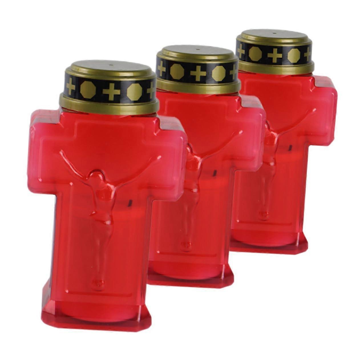 3pcs Flameless Candle Lanterns for Cemetery Rechargeable Electric Candle Lamps with Delicate Design and Warm Glow