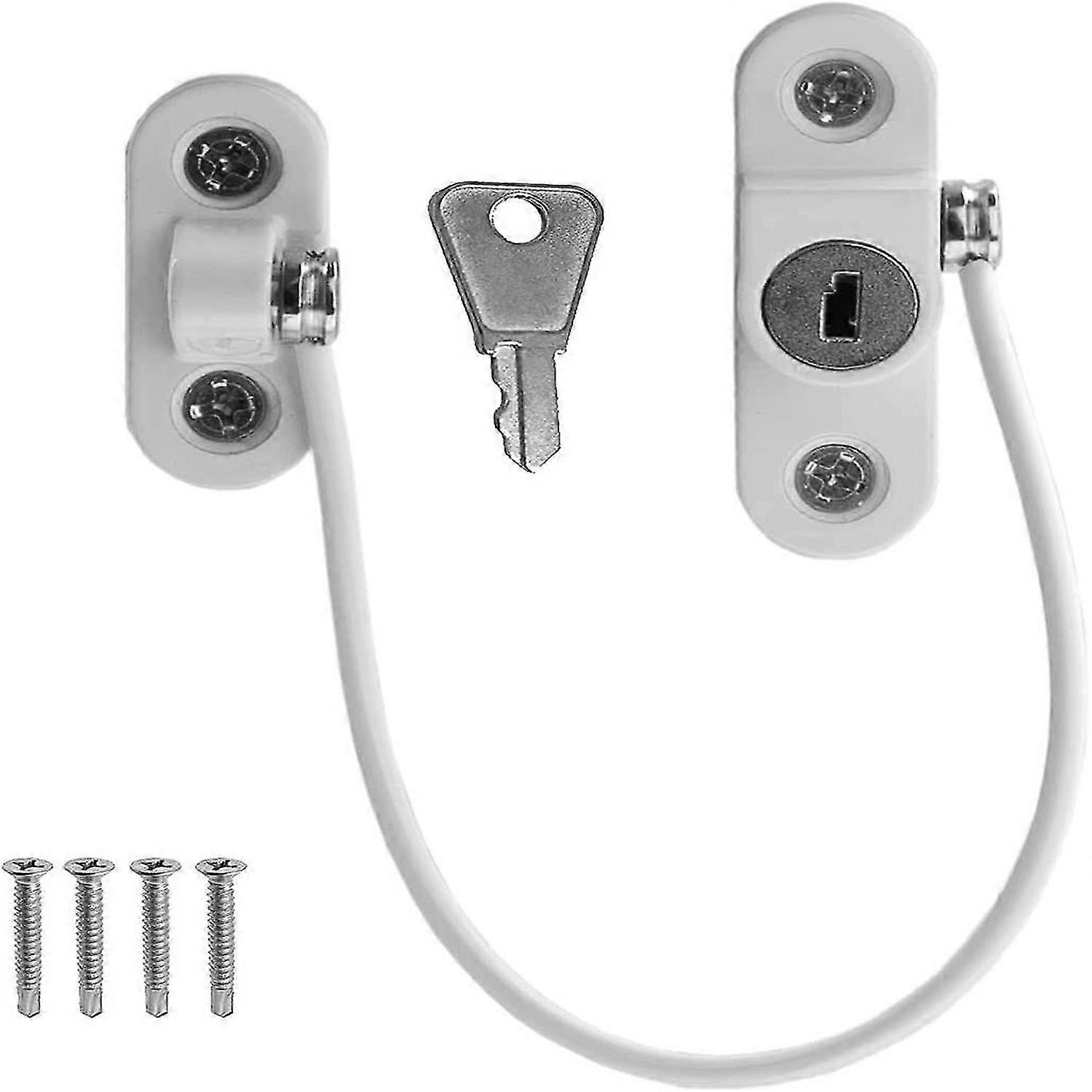 Cable Restrictor Lock for Window Ventilation Lock Latch Restrictor (White)