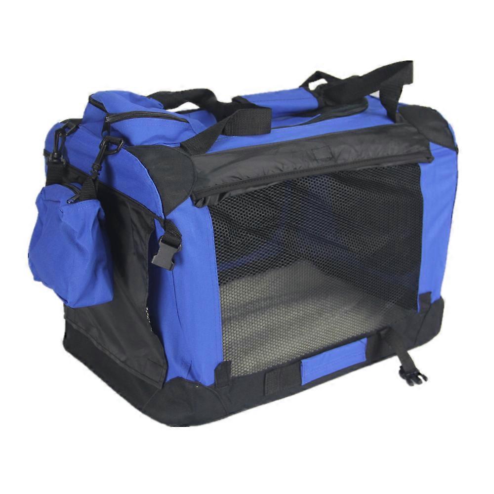 Yes4pets Large Foldable Soft Dog Cat Puppy Crate Bag With Curtain Blue Pet Transport