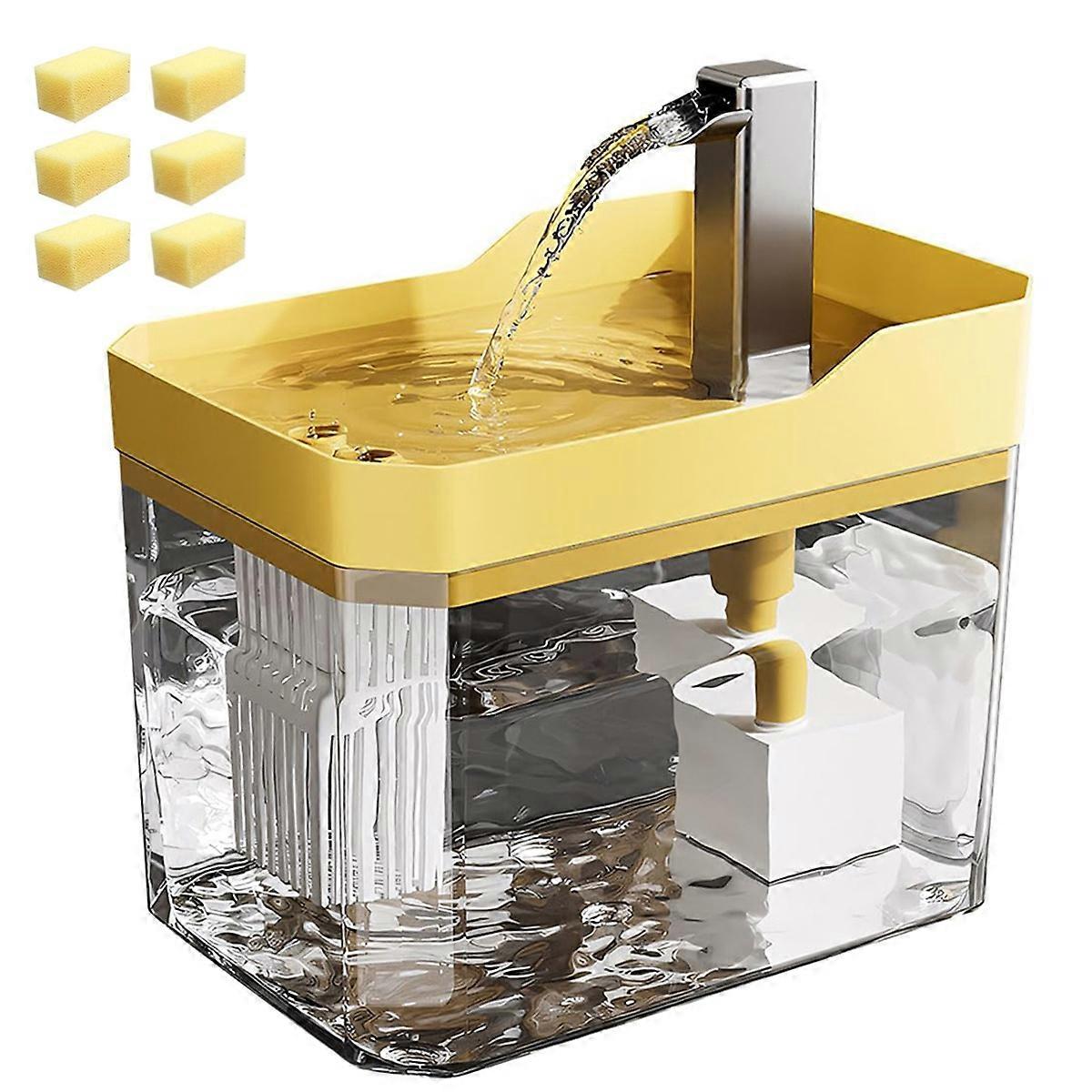 Cat Water Fountain Automatic Dispenser with Filter Circulating Yellow