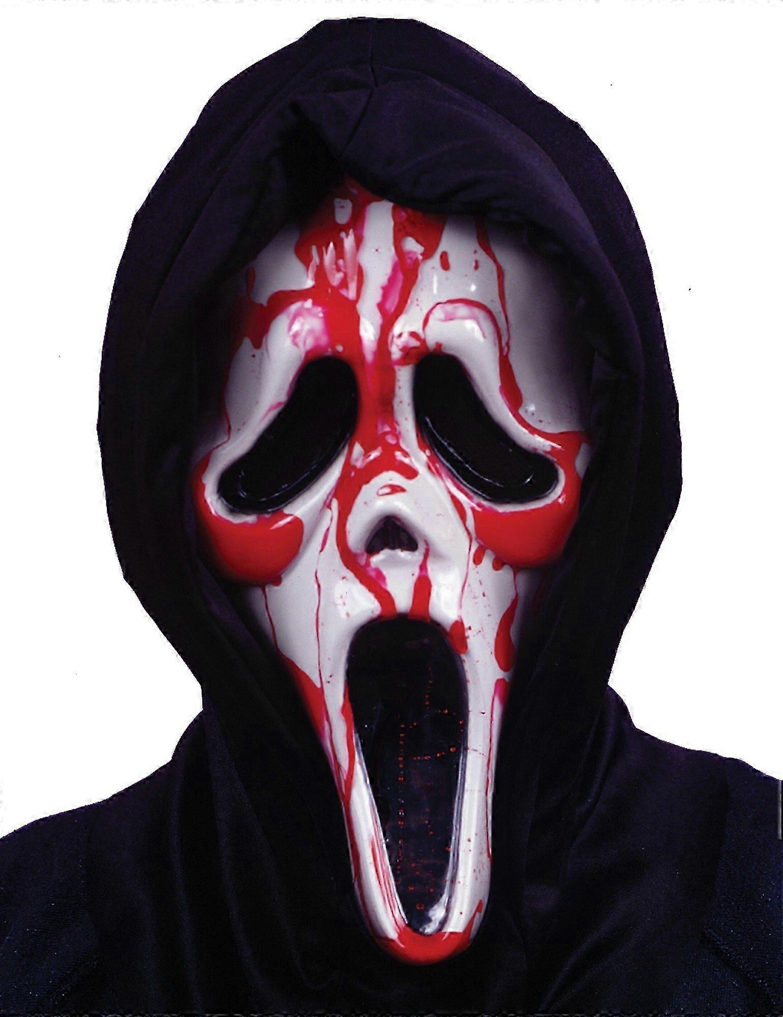 Bleeding Scream Mask With Artificial Blood And Black Hood One Size For Adults Licensed Mask